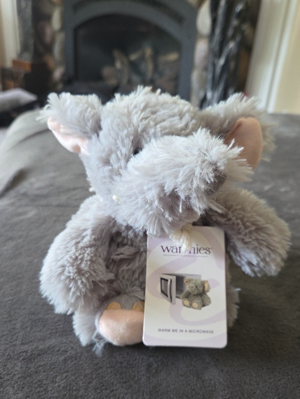 Warm Gray Elephant Plush Stuffed Animal with Pink Ears